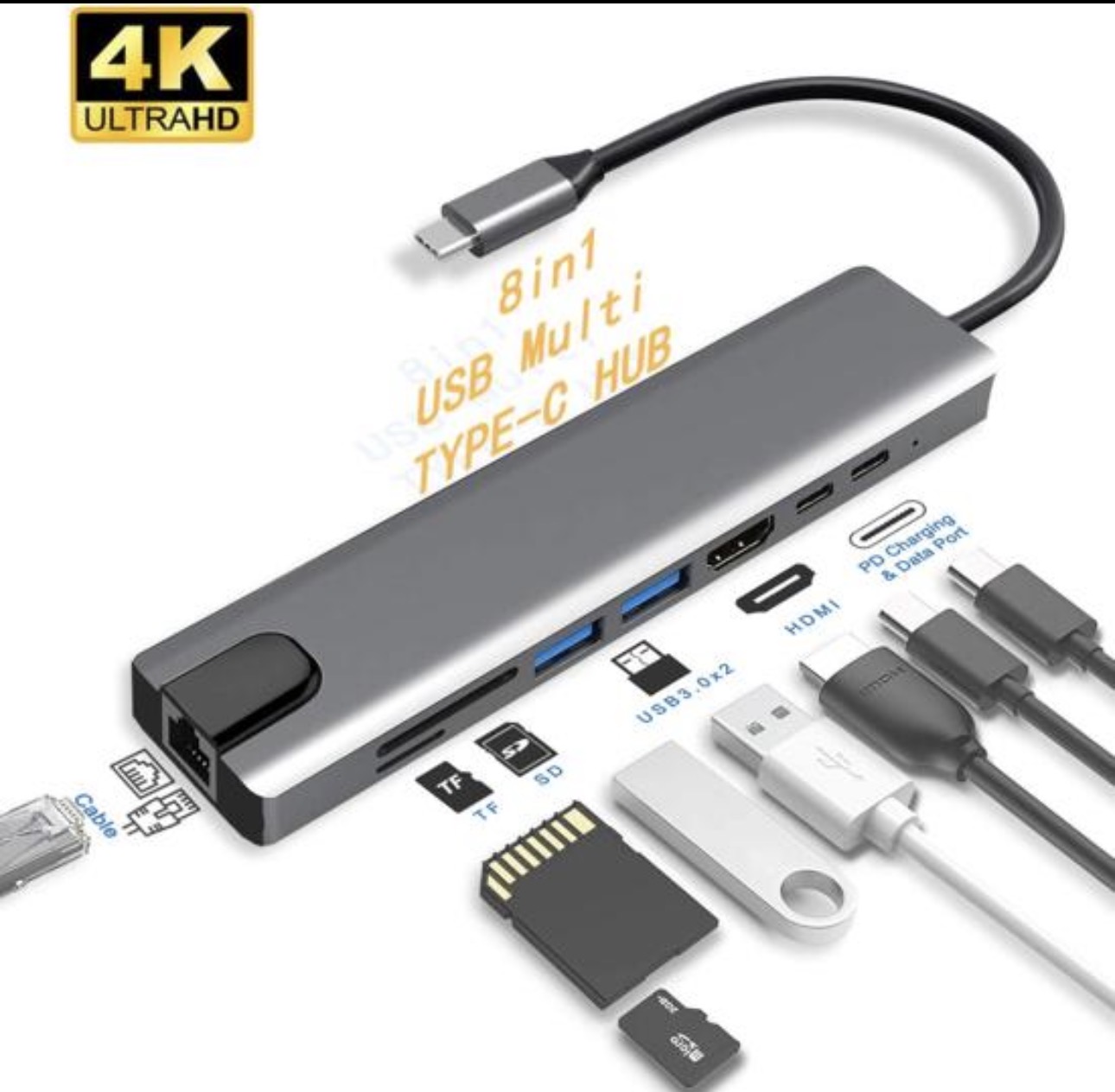 USB Type-C vers HDTV (HDMI) 8-en-1