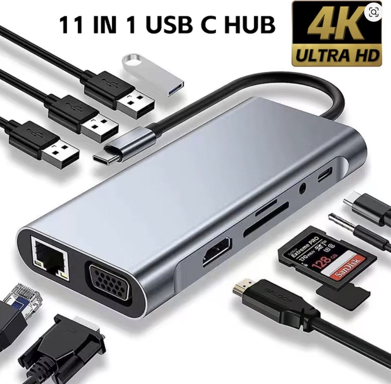 Adaptateur USB Type-C vers HDTV (HDMI) 11-en-1