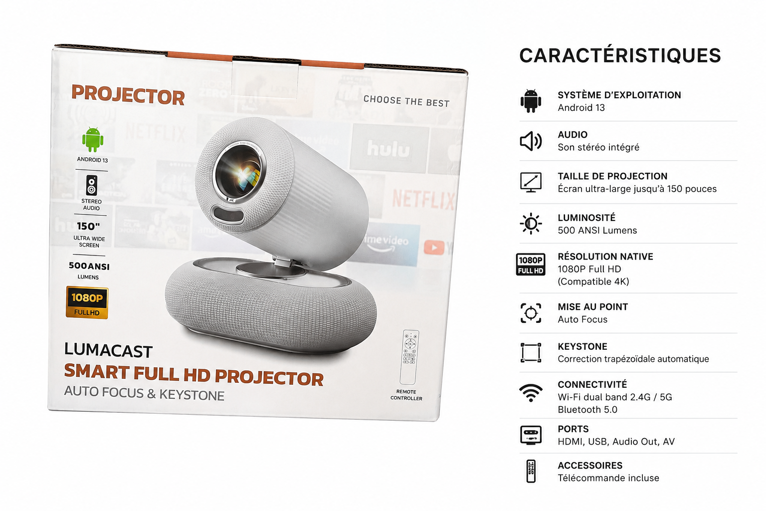 Vidéo projecteur smart LUMACAST